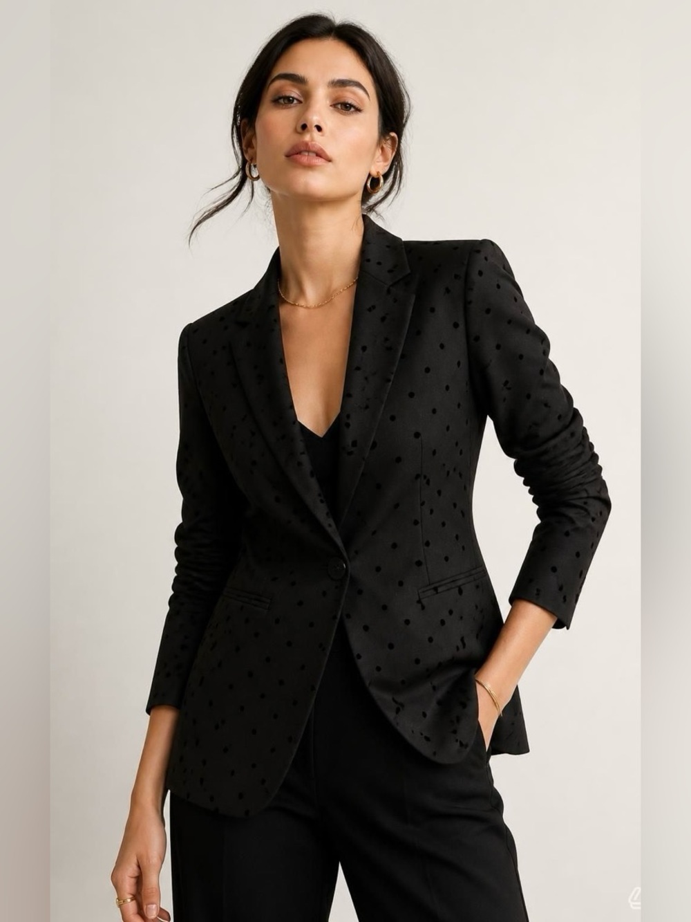WE (Euro Brand)Black Polka Dot Single-Button Blazer XS